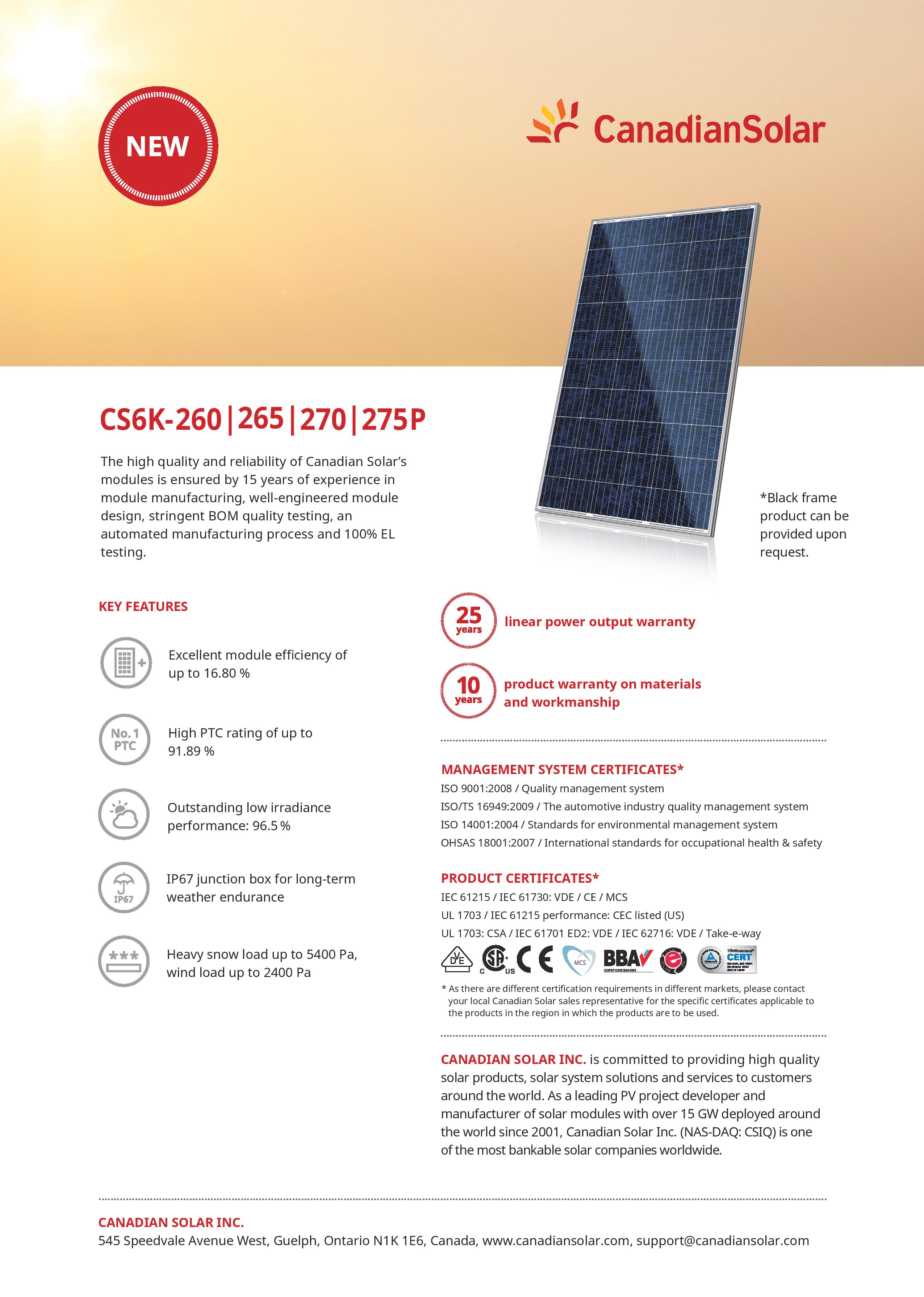 Fv panel CanadianSolar 260Wp - Obrázek 2